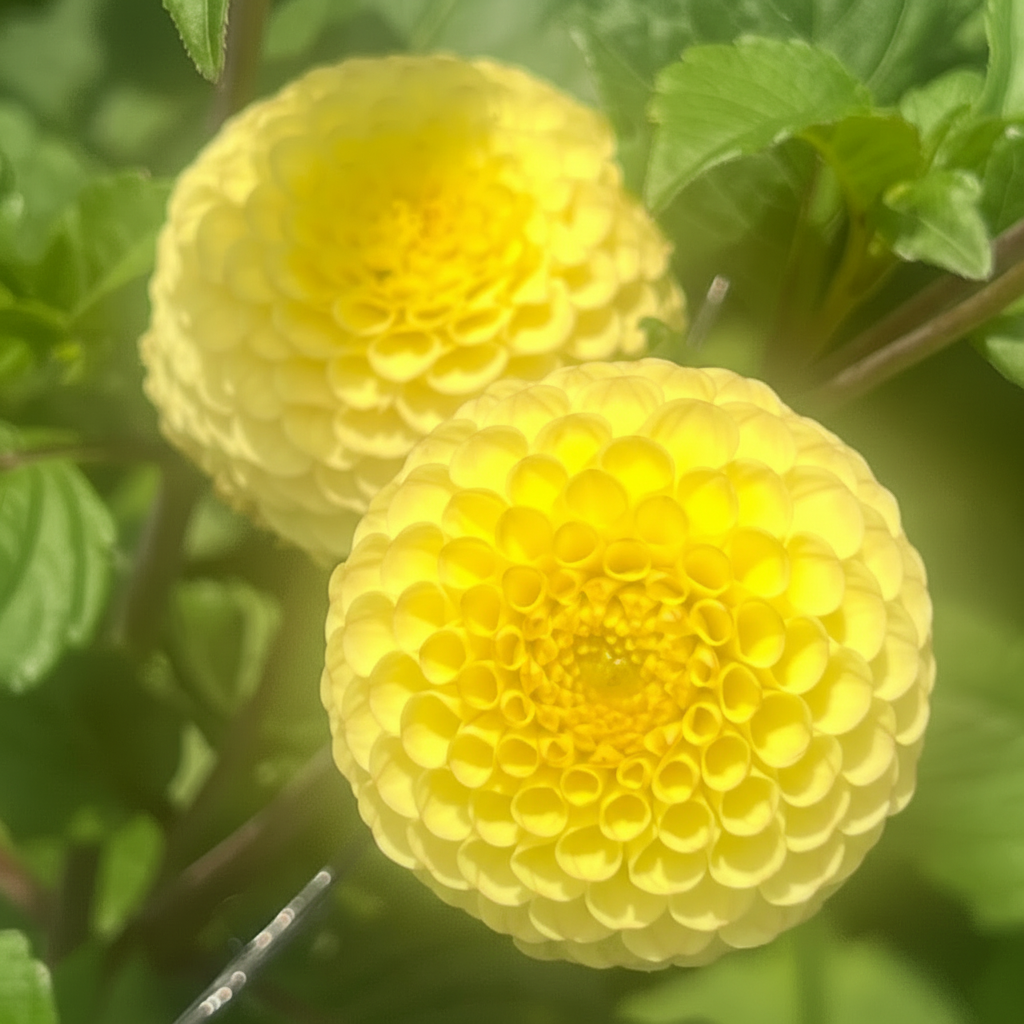 Buttercup yellow ball dahlia Halyon Hill Gardens